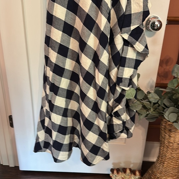Lauren Ralph Lauren | buffalo plaid | asymmetrical | navy white | ruffle | skirt - Picture 6 of 16